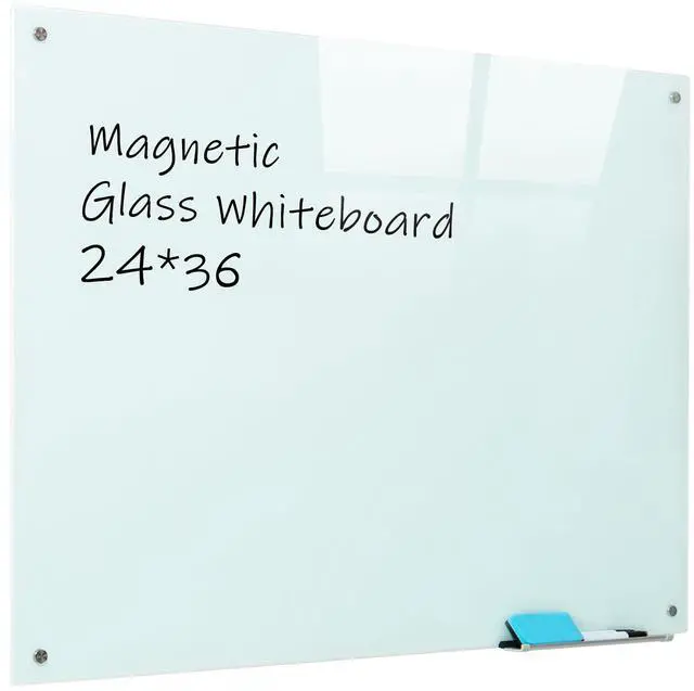 Main image of Magnetic Glass Whiteboard, 24"x36"Frameless Dry Erase Board White Board Surface Wall Mounted for Office, Classroom & Home