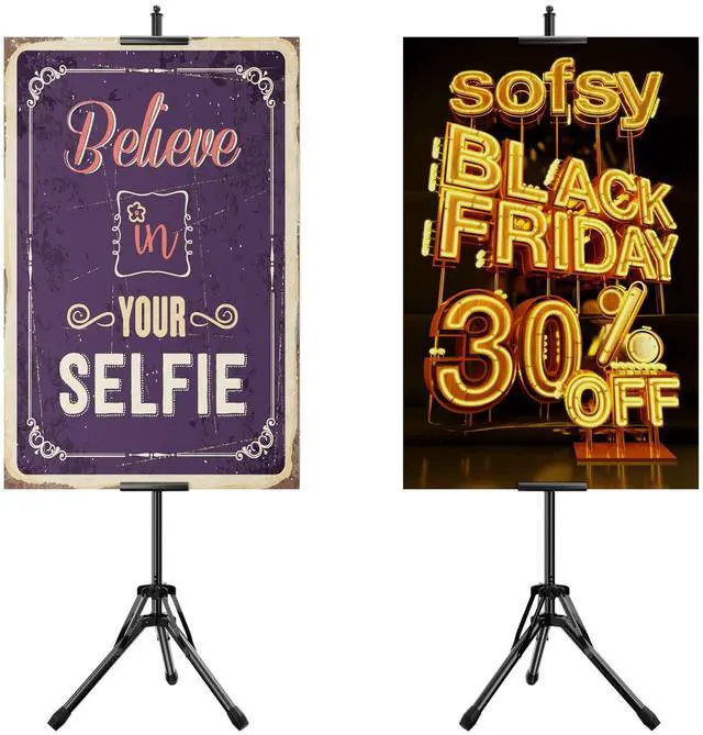 Main image of 2Pack Poster Stands for Display, Double-Sided Sign Holder Stand | Adjustable Sign Stand with Tripod, Height Up to 79 in, Poster Board Stand for Wedding, Restaurant & Business Advertising