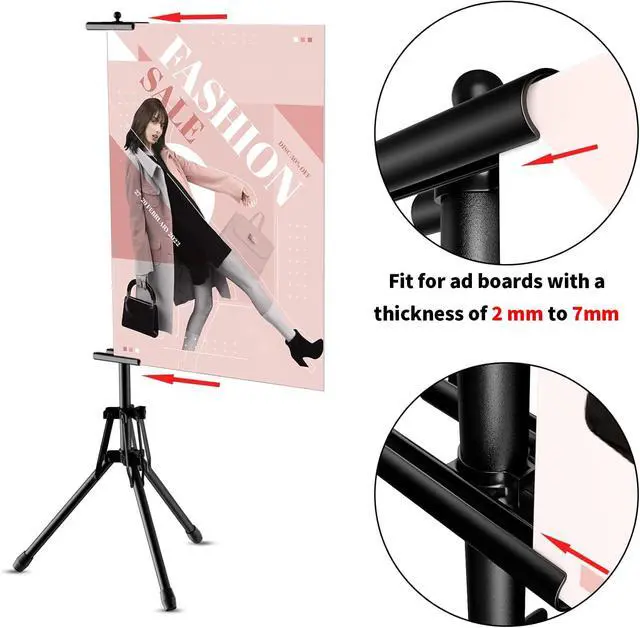 Alt view image 5 of 7 - 2Pack Poster Stands for Display, Double-Sided Sign Holder Stand | Adjustable Sign Stand with Tripod, Height Up to 79 in, Poster Board Stand for Wedding, Restaurant & Business Advertising