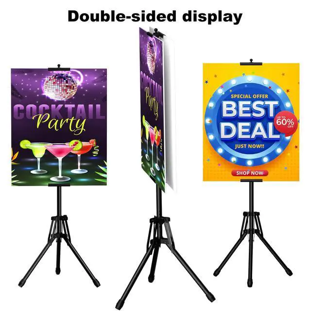 Alt view image 6 of 7 - 2Pack Poster Stands for Display, Double-Sided Sign Holder Stand | Adjustable Sign Stand with Tripod, Height Up to 79 in, Poster Board Stand for Wedding, Restaurant & Business Advertising
