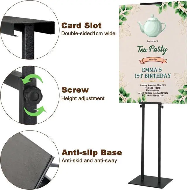 Alt view image 2 of 7 - Black Pedestal Poster Sign Stand for Display, Adjustable Height Up to 80 Inchs, Heavy Duty Banner Double Sided Sign Holder for Board & Foam (2pk)