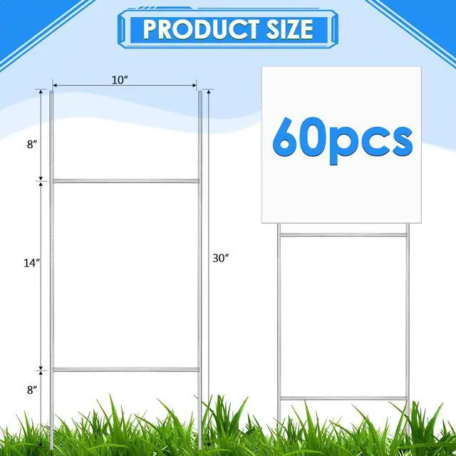 Alt view image 2 of 7 - 60 Pcs H Stakes for Yard Signs 30'' x 10'' Metal Heavy Duty H Frame Wire Stakes Weatherproof Metal Holder for 250 Anniversary USA 4mm 5mm Corrugated Signs Board Guidepost Yard Decor