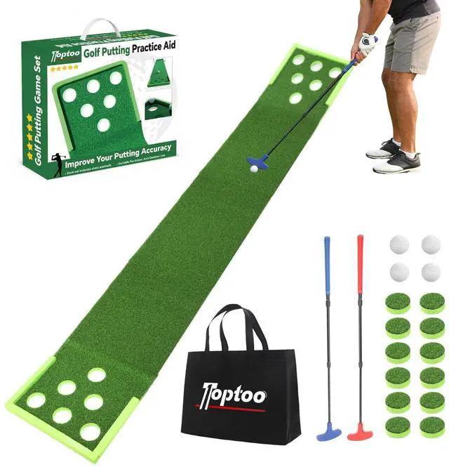 Main image of Golf Putting Mat, Practice Golf Putting Green Training Aid for Indoor, Outdoor at Home, Office, Backyard with Putter and Balls 9.84 ft