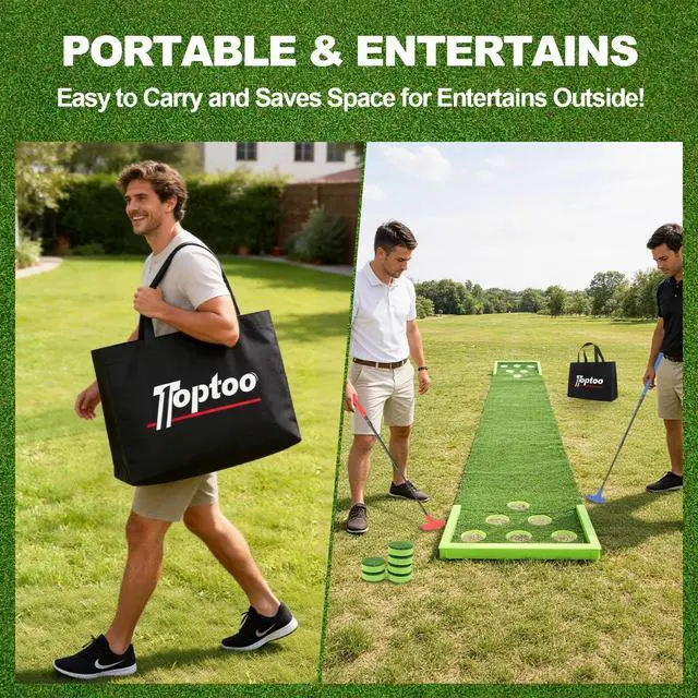 Alt view image 4 of 7 - Golf Putting Mat, Practice Golf Putting Green Training Aid for Indoor, Outdoor at Home, Office, Backyard with Putter and Balls 9.84 ft