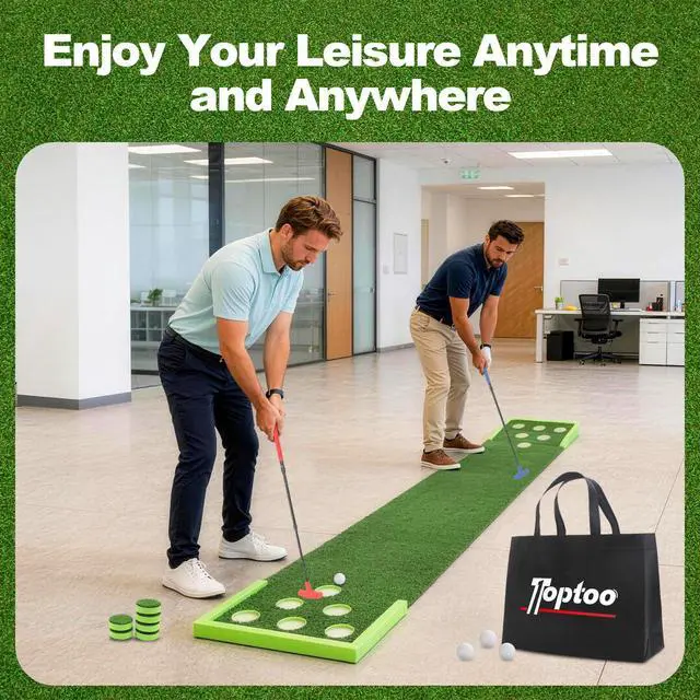 Alt view image 6 of 7 - Golf Putting Mat, Practice Golf Putting Green Training Aid for Indoor, Outdoor at Home, Office, Backyard with Putter and Balls 9.84 ft