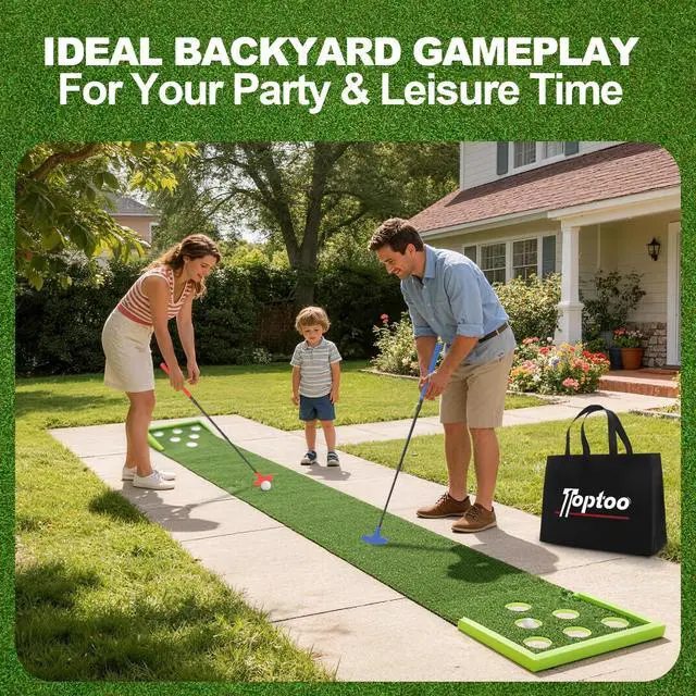 Alt view image 7 of 7 - Golf Putting Mat, Practice Golf Putting Green Training Aid for Indoor, Outdoor at Home, Office, Backyard with Putter and Balls 9.84 ft
