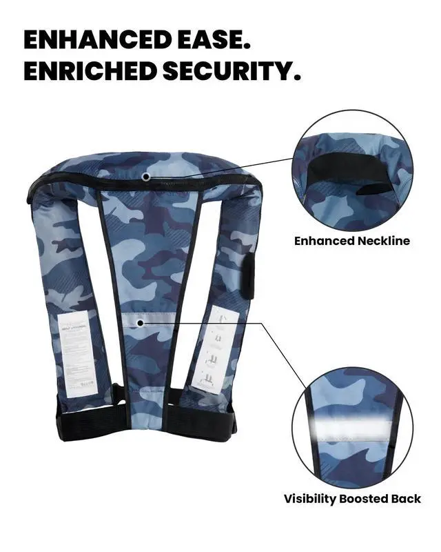 Alt view image 6 of 7 - Automatic/Manual Inflatable Vest, Manual Convertible Option, Low Profile, Zipper Closure, Inflatable Fishing Jacket for Kayaking, Boating and Fishing, 24g CO2 Cylinder Included