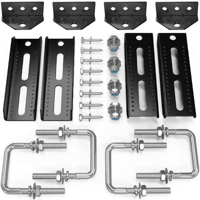 Alt view image 4 of 7 - 8 PCS 8" Boat Trailer Bunk Brackets,Swivel Top Bunk Bracket Kit | Swivel Top Bunk Bracket Kit for 1.5"x3", 2"x3", 3"x3" Crossmembers,Complete Hardware Kit for Boat/Pontoon/Jet Ski Trailers