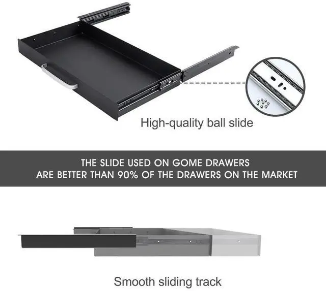 Alt view image 6 of 7 - Large Size Under Desk Slide out Pencil Drawer with Adjustable Space Divider Design for Storing Pencil and Office Accessories, Underdesk Pull out Tray Organizer Mounted for Sit Stand Workstation