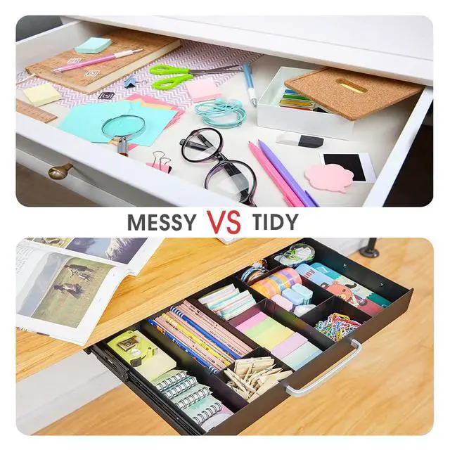 Alt view image 7 of 7 - Large Size Under Desk Slide out Pencil Drawer with Adjustable Space Divider Design for Storing Pencil and Office Accessories, Underdesk Pull out Tray Organizer Mounted for Sit Stand Workstation