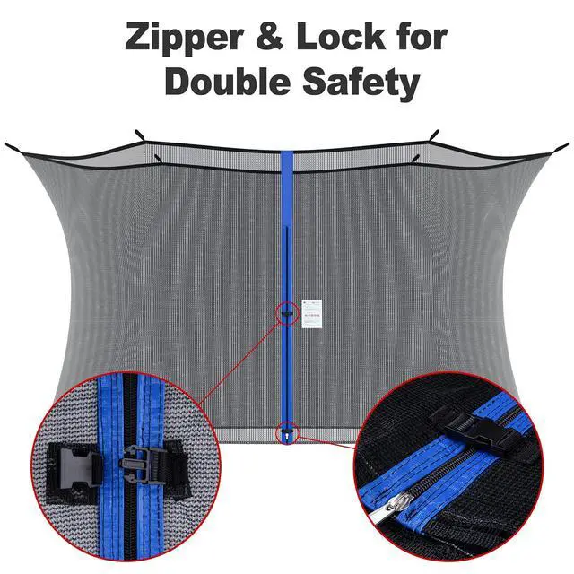 Alt view image 3 of 7 - Replacement Trampoline Net Fit 12/13/14/15 Ft Round Trampolines | Trampoline Safety Enclosure with Adjustable Straps, Breathable, Weather-Resistant, Tear-Proof, NET ONLY