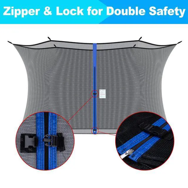 Alt view image 3 of 7 - Replacement Trampoline Net Fit 12/13/14/15 Ft Round Trampolines | Trampoline Safety Enclosure with Adjustable Straps, Breathable, Weather-Resistant, Tear-Proof, NET ONLY