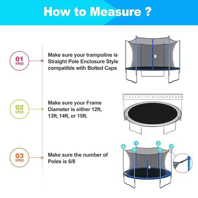 Alt view image 5 of 7 - Replacement Trampoline Net Fit 12/13/14/15 Ft Round Trampolines | Trampoline Safety Enclosure with Adjustable Straps, Breathable, Weather-Resistant, Tear-Proof, NET ONLY