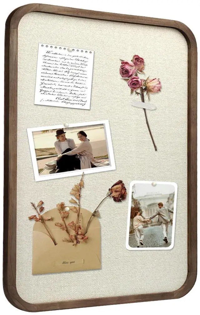 Main image of Linen Bulletin Board, Pin Board for Walls, Fabric Bulletin Board, Large Pin Board for Home Kitchen Office Decorative, 20"x30" Linen Brown Wood Frame Cork Board(BN-5075)