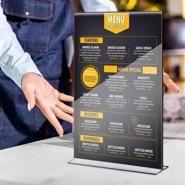 Alt view image 4 of 6 - 6 Pcs 11 x 14'' Acrylic Sign Holder Clear Acrylic Picture Frame Vertical Table Top Frame with Stand Double Sided T Shape Flyer Holder for Paper Menu Photo Restaurant Office Home