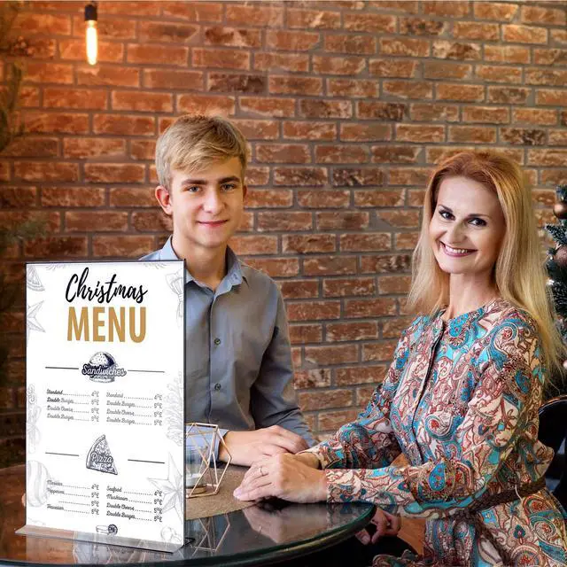 Alt view image 6 of 6 - 6 Pcs 11 x 14'' Acrylic Sign Holder Clear Acrylic Picture Frame Vertical Table Top Frame with Stand Double Sided T Shape Flyer Holder for Paper Menu Photo Restaurant Office Home