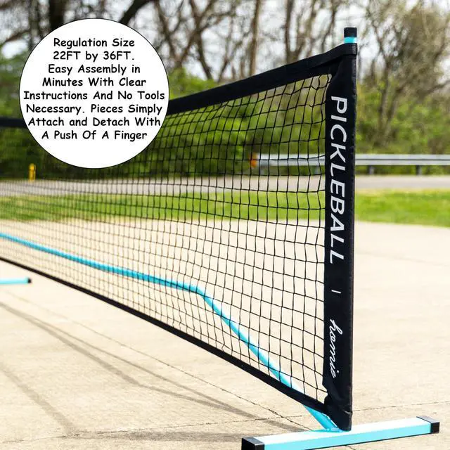 Alt view image 5 of 6 - Portable Pickleball Net Set with 4 Paddles, 4 Balls, Backpack Carrying Bag, 22 FT Regulation Size, Easy Setup for Outdoor Indoor, Weather Resistant Metal Frame