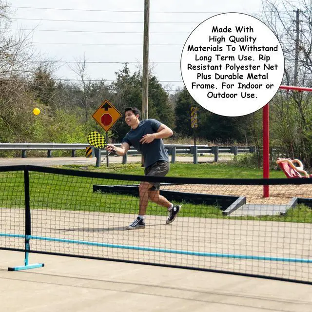 Alt view image 6 of 6 - Portable Pickleball Net Set with 4 Paddles, 4 Balls, Backpack Carrying Bag, 22 FT Regulation Size, Easy Setup for Outdoor Indoor, Weather Resistant Metal Frame