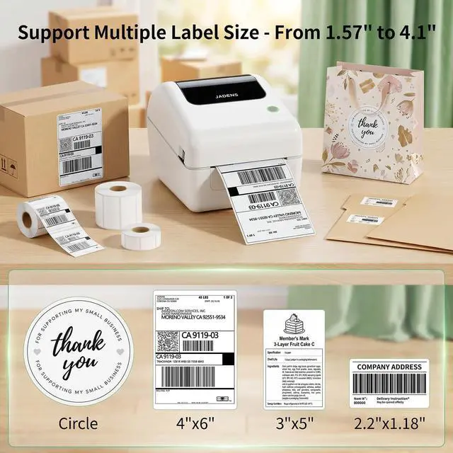 Alt view image 4 of 7 - Bluetooth Thermal Shipping Label Printer with Built-in Label Bin, Wireless 4x6 Label Printer for iPhone, Android, Windows & Mac, Includes 50 Labels, Works with USPS, UPS, Amazon, Etsy, Shopify, White