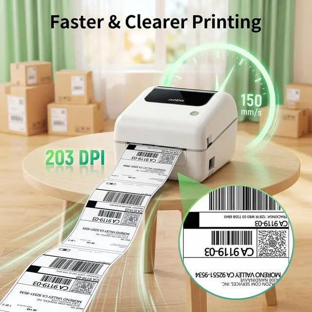 Alt view image 6 of 7 - Bluetooth Thermal Shipping Label Printer with Built-in Label Bin, Wireless 4x6 Label Printer for iPhone, Android, Windows & Mac, Includes 50 Labels, Works with USPS, UPS, Amazon, Etsy, Shopify, White