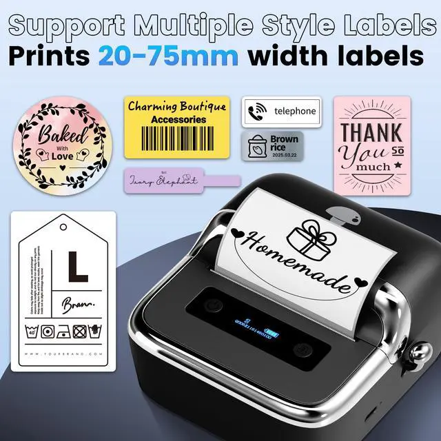 Alt view image 3 of 7 - M250 3 Inch Label Maker Machine with 100 Labels, 40x30mm | 2026 Upgrade Portable Barcode Label Printer for Business, Home, Logo Label, Thermal Address Label Maker