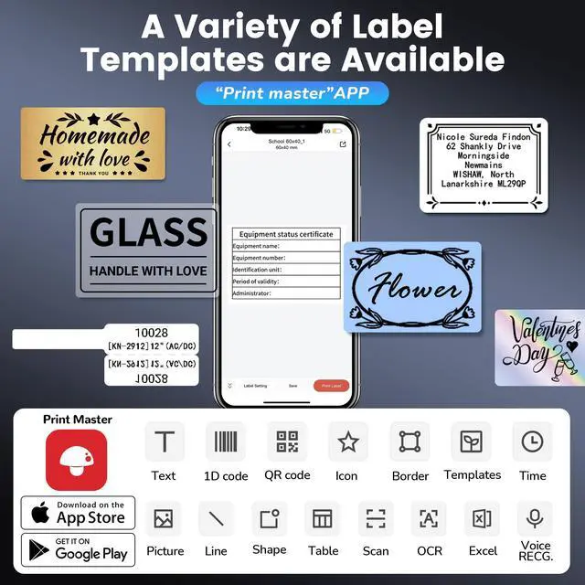 Alt view image 4 of 7 - M250 3 Inch Label Maker Machine with 100 Labels, 40x30mm | 2026 Upgrade Portable Barcode Label Printer for Business, Home, Logo Label, Thermal Address Label Maker