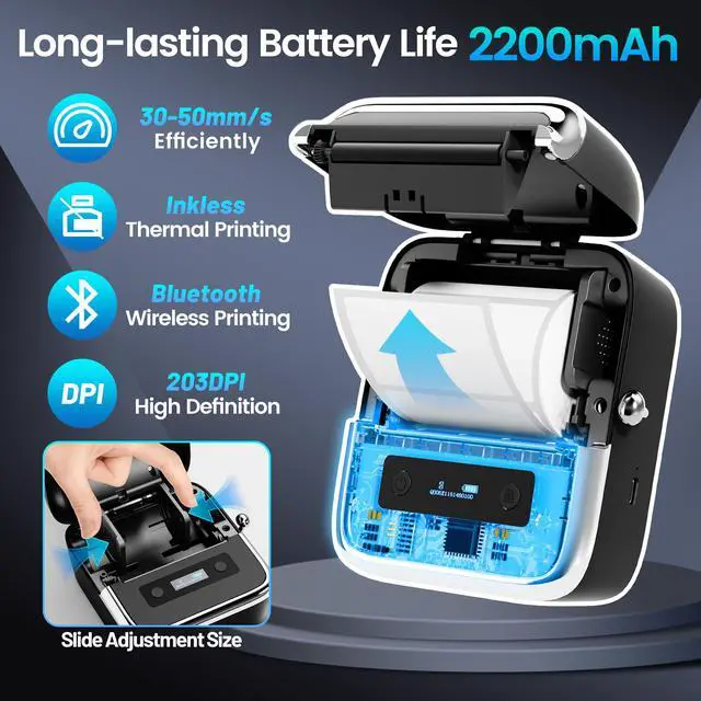 Alt view image 2 of 7 - M250 3 Inch Label Maker Machine with 100 Labels, 40x30mm | 2026 Upgrade Portable Barcode Label Printer for Business, Home, Logo Label, Thermal Address Label Maker