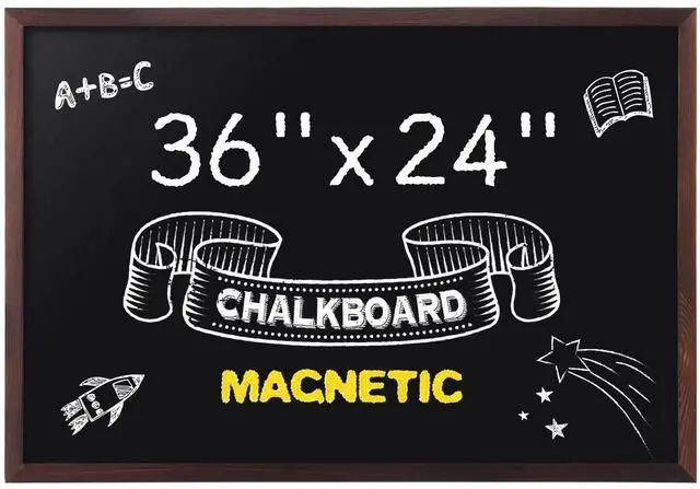 Main image of Magnetic Chalkboard, 24 x 36 Inches Wooden-Framed Blackboard, Hanging Chalk Board for School Office Home and Restaurant Menu