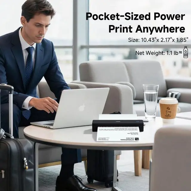 Alt view image 6 of 7 - MT620 Pro Portable Printer Wireless for Travel, Inkless Thermal Printer for iOS/Andorid/Laptop, Support Thermal Paper & Labels,Supports 8.5"x 11"US Letter & A4, A5 for Office/School/Vehicles