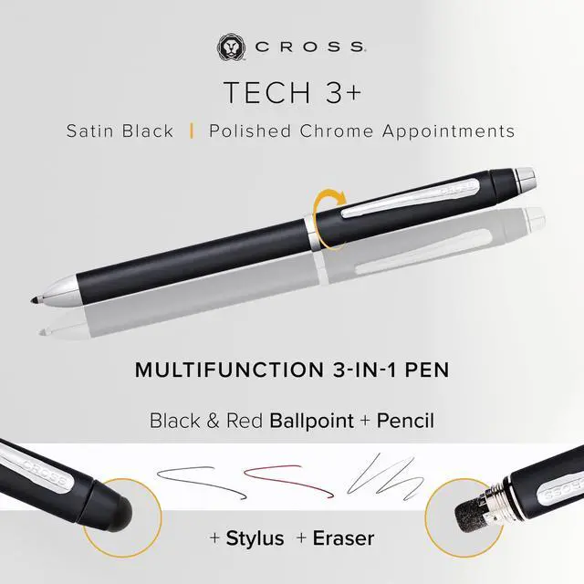 Alt view image 3 of 7 - Tech3+ Refillable Tech3+ Presented in a Premium Gift Box - Medium Point, Black Ink, Satin Black