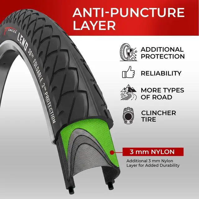 Alt view image 3 of 7 - Pair 26x1.95 Bike Tire with 26 Inch Bike Tube - Slick City 26 inch Bike Tires - 50-559 Black Foldable Mountain Bike Tires with Kevlar for Electric, Trainer, Road Bikes, MTB Accessories