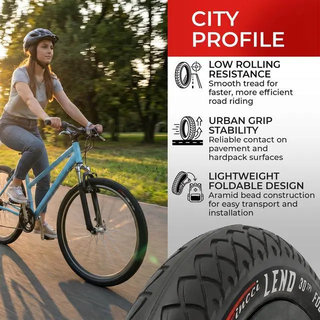 Alt view image 4 of 7 - Pair 26x1.95 Bike Tire with 26 Inch Bike Tube - Slick City 26 inch Bike Tires - 50-559 Black Foldable Mountain Bike Tires with Kevlar for Electric, Trainer, Road Bikes, MTB Accessories