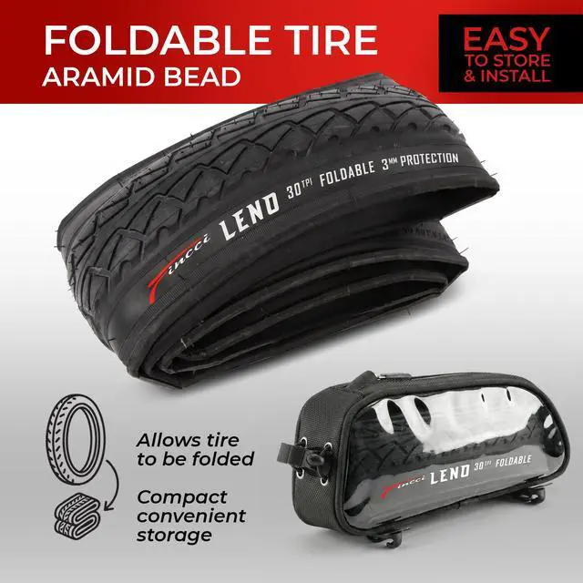 Alt view image 6 of 7 - Pair 26x1.95 Bike Tire with 26 Inch Bike Tube - Slick City 26 inch Bike Tires - 50-559 Black Foldable Mountain Bike Tires with Kevlar for Electric, Trainer, Road Bikes, MTB Accessories