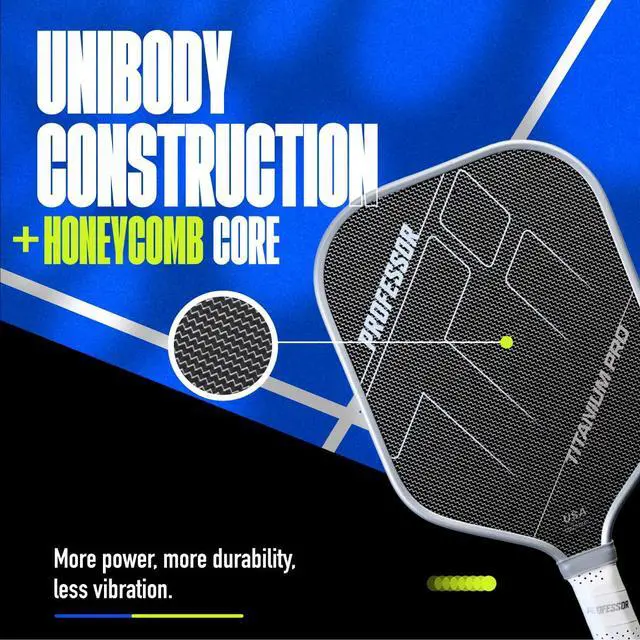 Alt view image 7 of 7 - Professor PhD Raw Carbon Fiber Premium Pickleball Paddle Racket - USA Pickleball Approved - Honeycomb Core - Power & Control