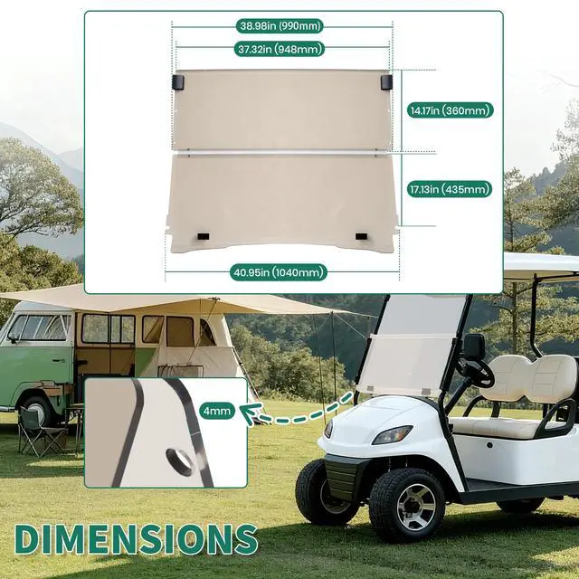 Alt view image 3 of 7 - Tinted Windshield Compatible with 1994-2014 EZGO TXT/Medalist Gas or Electric Models Golf Cart Windshield Folding Down Impact Resistant Windshield