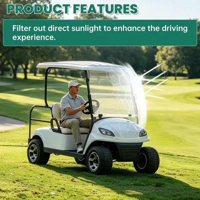 Alt view image 4 of 7 - Tinted Windshield Compatible with 1994-2014 EZGO TXT/Medalist Gas or Electric Models Golf Cart Windshield Folding Down Impact Resistant Windshield