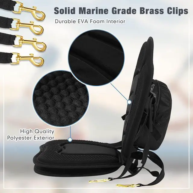 Alt view image 3 of 7 - Thicken Kayak Seat with Back Support Canoe Paddle Board Seat with Detachable Storage Bag Adjustable Sit on Top Paddleboard Cushion for Kayaking Canoeing Rafting