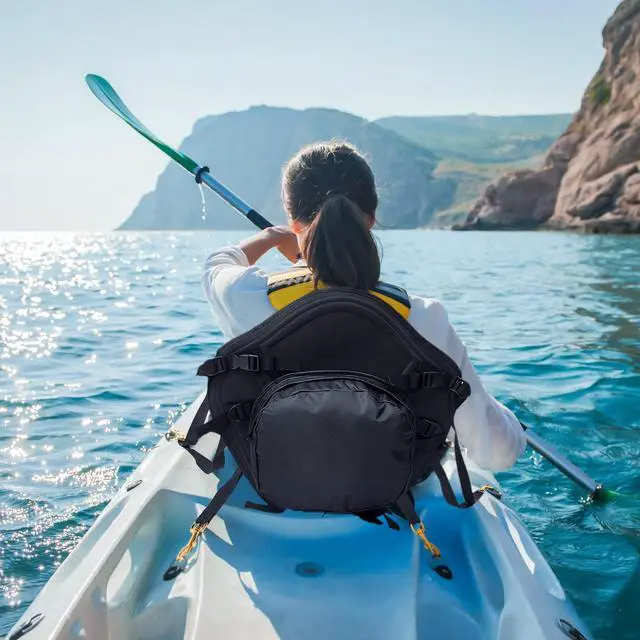 Alt view image 6 of 7 - Thicken Kayak Seat with Back Support Canoe Paddle Board Seat with Detachable Storage Bag Adjustable Sit on Top Paddleboard Cushion for Kayaking Canoeing Rafting