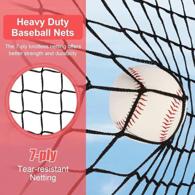 Alt view image 3 of 7 - 6'X6' Baseball Softball Practice Net with Batting Tee and Ball Caddy, Bonus Strike Zone Target and Bow Frame, for Hitting, Pitching, Catching