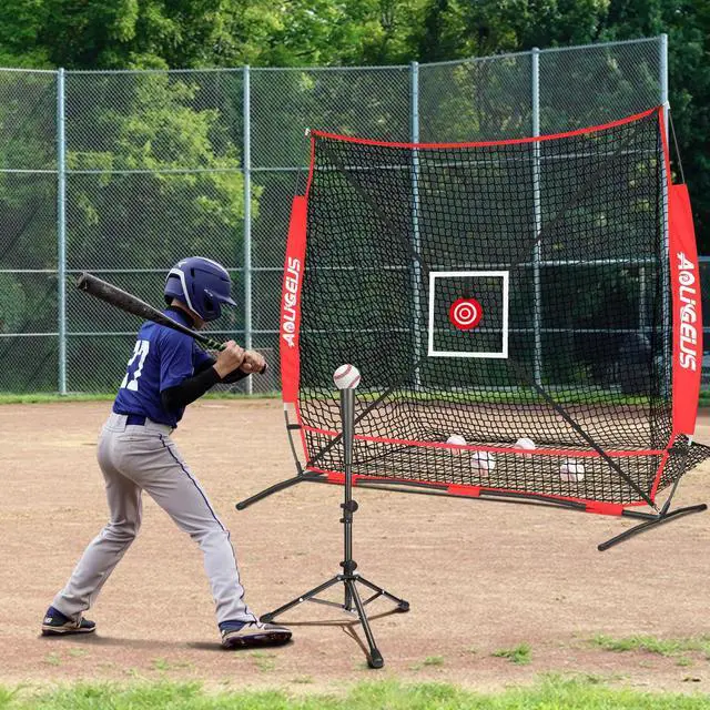 Alt view image 5 of 7 - 6'X6' Baseball Softball Practice Net with Batting Tee and Ball Caddy, Bonus Strike Zone Target and Bow Frame, for Hitting, Pitching, Catching