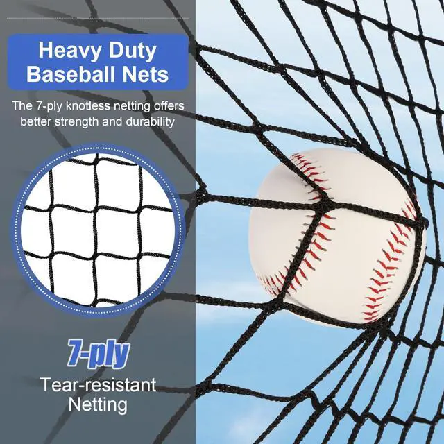 Alt view image 3 of 7 - 6'X6' Baseball Softball Practice Net with Batting Tee and Ball Caddy, Bonus Strike Zone Target and Bow Frame, for Hitting, Pitching, Catching