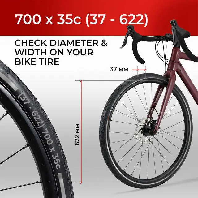 Alt view image 2 of 7 - Pair 700x35c Hybrid Bike Tires - Foldable 37-622 with 1mm Anti Puncture | Folding 28 inch Bicycle Tyres, Accessories for Road, Mountain, MTB and Touring Bikes, Front and Rear Replacement