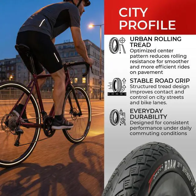 Alt view image 4 of 7 - Pair 700x35c Hybrid Bike Tires - Foldable 37-622 with 1mm Anti Puncture | Folding 28 inch Bicycle Tyres, Accessories for Road, Mountain, MTB and Touring Bikes, Front and Rear Replacement