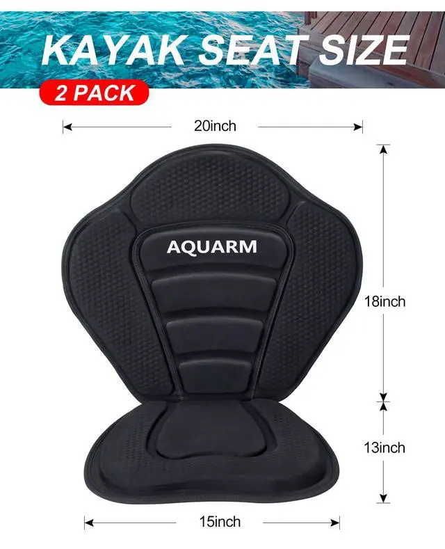 Alt view image 3 of 6 - Kayak Seat Deluxe Padded Canoe Seat Adjustable Kayak Backrest Replacement Seat Cushion Pad Back Support with Detachable Back Storage Bag for Universal Sit