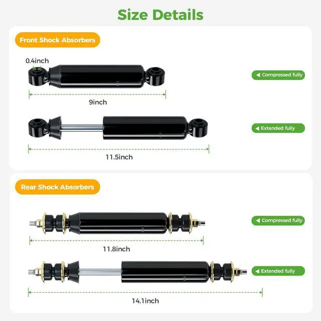 Alt view image 7 of 7 - Golf Cart Shock Absorbers Kit for Club Car DS Electric 1981-up and Gas 1997-up, Front Rear Shocks Replace OEM 1014235 1015813 1010991 1012183 1014236 1013164