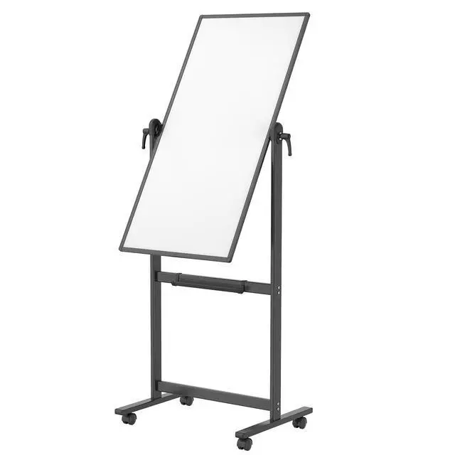 Alt view image 4 of 6 - Double-Sided Magnetic Mobile Dry Erase Whiteboard, 48" x 24", Black | Rolling Standing White Board on Wheels with Aluminium Frame for School Office Home