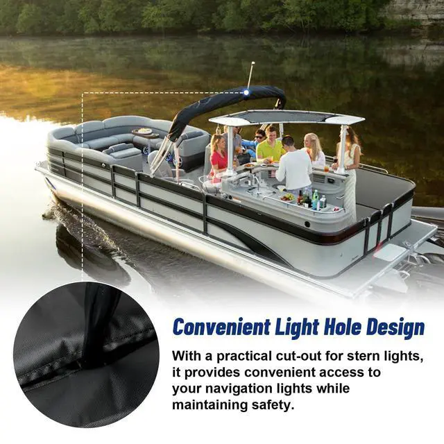 Alt view image 6 of 7 - Oversize Bimini Top Storage Boot Cover, Fits up to 103" / 8.5' Wide, Heavy Duty Canvas Pontoon Boat Bimini Boot Cover Replacement for Extra-Large Tubing and Bulky Bimini, Sturdy & Weatherproof, Black