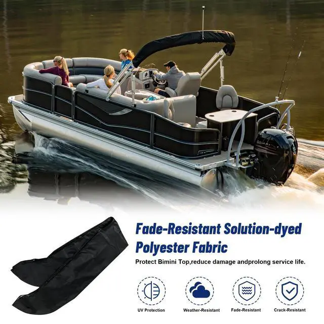 Alt view image 7 of 7 - Oversize Bimini Top Storage Boot Cover, Fits up to 103" / 8.5' Wide, Heavy Duty Canvas Pontoon Boat Bimini Boot Cover Replacement for Extra-Large Tubing and Bulky Bimini, Sturdy & Weatherproof, Black