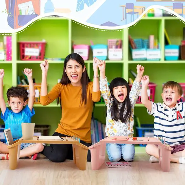 Alt view image 6 of 6 - 8 Pcs Kids Lap Desk Tray Bulk 19.7x9.6x7.1in Portable Lap Tray for Kids Plastic Table with Side Storage Space for Bed Classroom Laptop Children Car Activity Eating Floor (Morandi Colors)