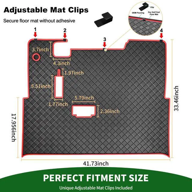 Alt view image 6 of 7 - Golf Cart Floor Liner Mat 8mm Thick Rubber Full Coverage Fit for EZGO TXT (1994-2025), Express S4 (2012-2020), Cushman Workhorse, EX1 (2020), Valor, Navitas, Some Star Carts Mats Replacement
